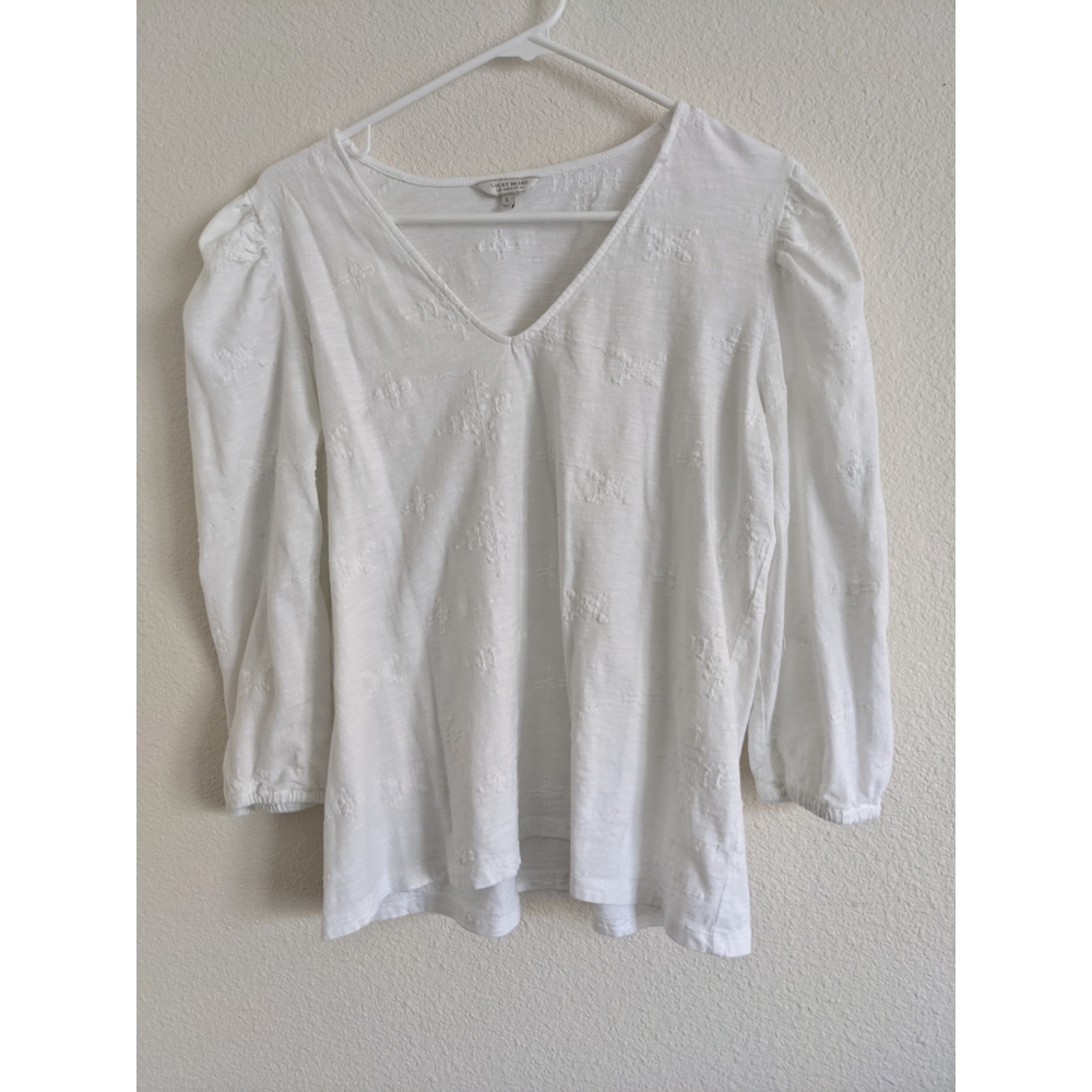 Lucky brand white v neck long sleeve.